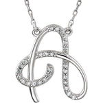 Load image into Gallery viewer, 14K Yellow Rose White Gold Diamond Letter A Initial Alphabet Necklace Made to Order
