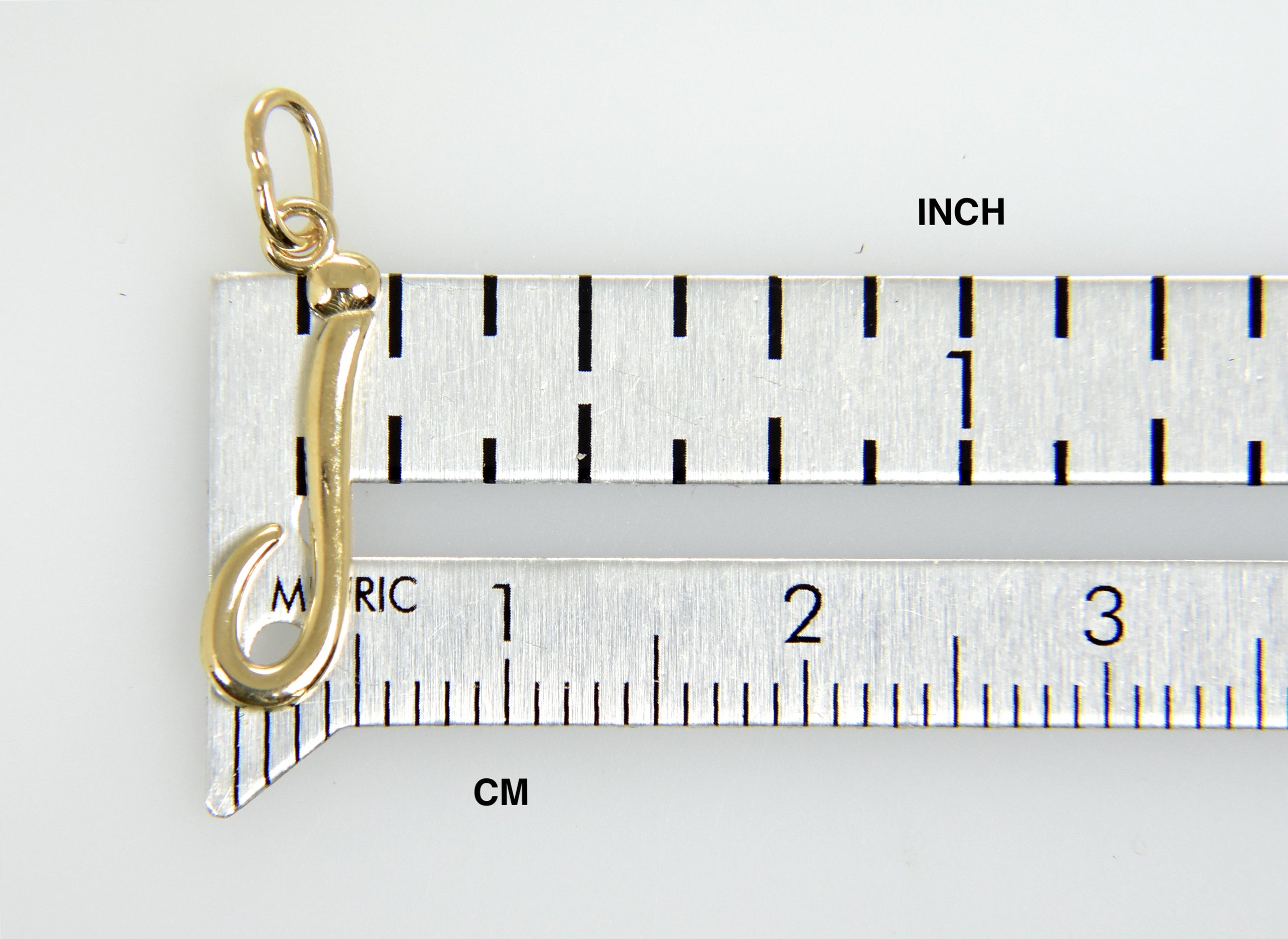 14K Yellow Gold Lowercase Initial Letter J Script Cursive Alphabet Pendant Charm