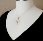 이미지를 갤러리 뷰어에 로드 , 14k Gold Two Tone Large Cross Crucifix Pendant Charm
