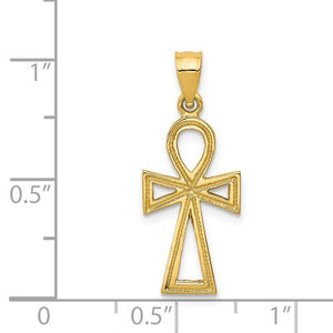 14k Yellow Gold Ankh Cross Pendant Charm
