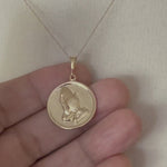 Load and play video in Gallery viewer, 14k Yellow Gold Praying Hands Serenity Prayer Pendant Charm
