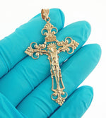 Φόρτωση εικόνας στο εργαλείο προβολής Συλλογής, 14k Yellow Gold Cross Crucifix Extra Large Pendant Charm
