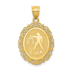 Afbeelding in Gallery-weergave laden, 14k Yellow Gold Libra Zodiac Horoscope Oval Pendant Charm
