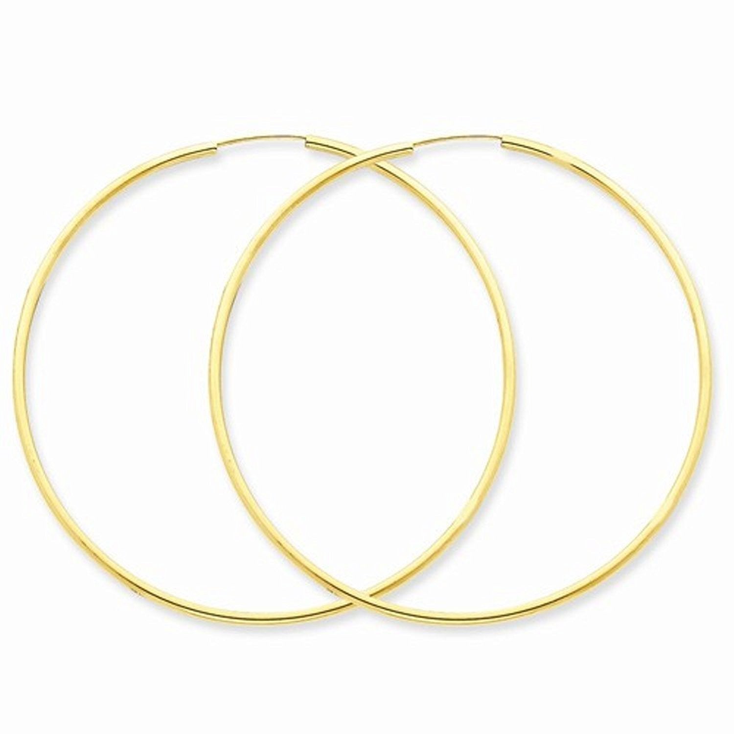 14K Yellow Gold 51mm x 1.5mm Endless Round Hoop Earrings