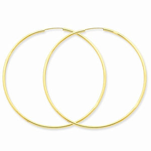 14K Yellow Gold 51mm x 1.5mm Endless Round Hoop Earrings