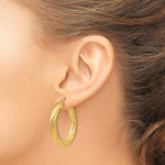 Load image into Gallery viewer, 14K Yellow Gold 35mm x 4.5mm Textured Round Hoop Earrings
