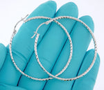 이미지를 갤러리 뷰어에 로드 , Sterling Silver Diamond Cut Classic Round Hoop Earrings 45mm x 2mm
