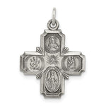 Lataa kuva Galleria-katseluun, Sterling Silver Cruciform Cross Four Way Miraculous Medal Antique Style Pendant Charm
