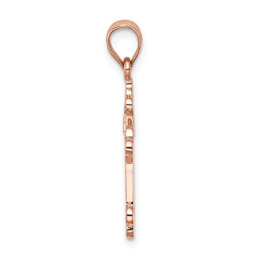 14k Rose Gold Polished Cut Out Cross Pendant Charm