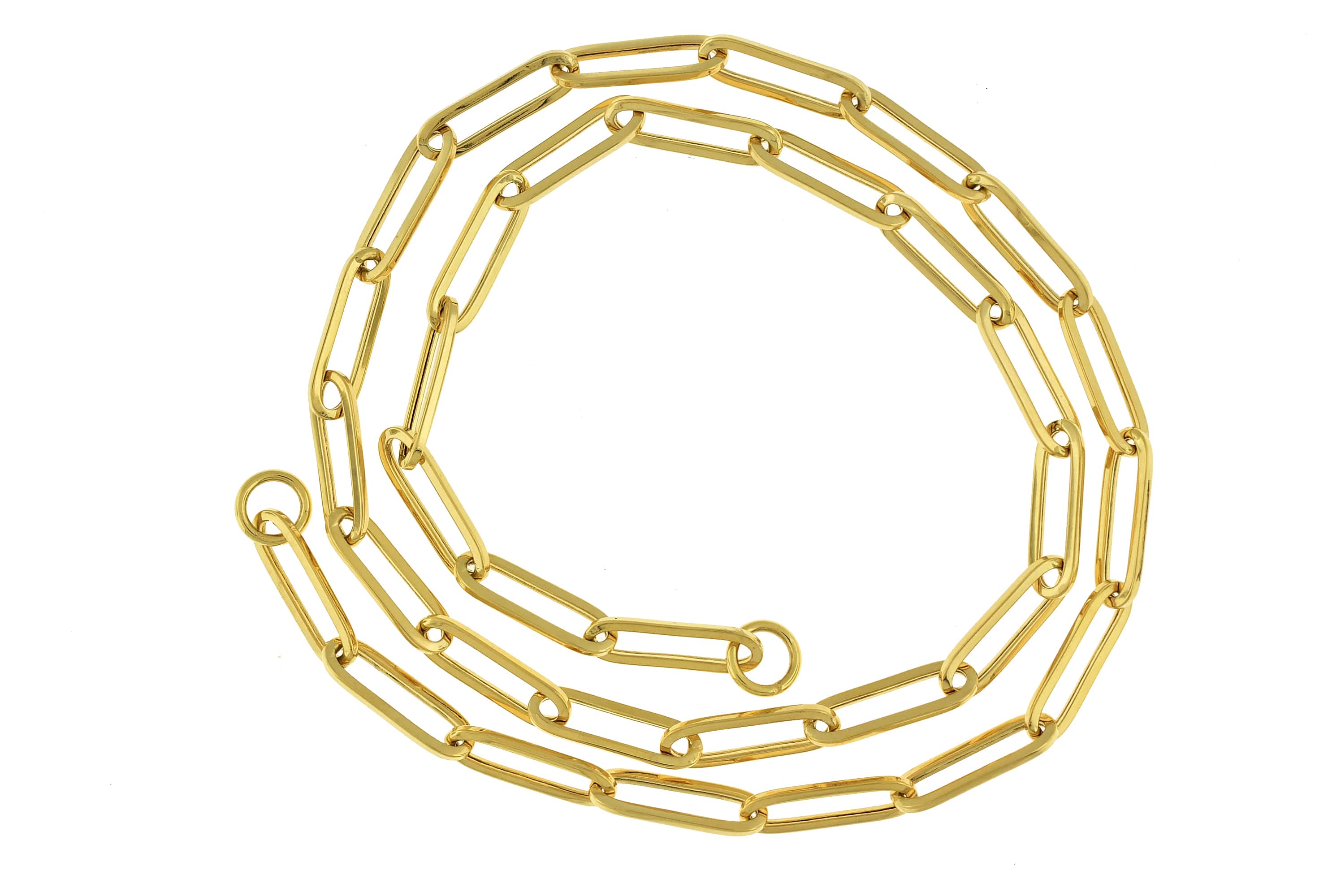 14k Yellow Gold Paper Clip Link Split Chain with End Rings 20 inches for Necklace Anklet Bracelet for Push Clasp Lock Connector Bail Enhancer  Pendant Charm Hanger
