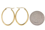 Cargar imagen en el visor de la galería, 14k Yellow Gold Classic Modern Oval Hoop Earrings
