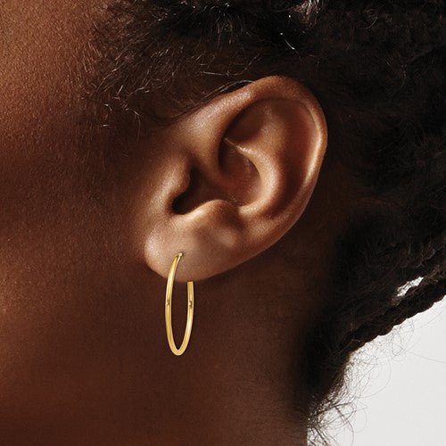 14K Yellow Gold 22mm x 1.25mm Round Endless Hoop Earrings