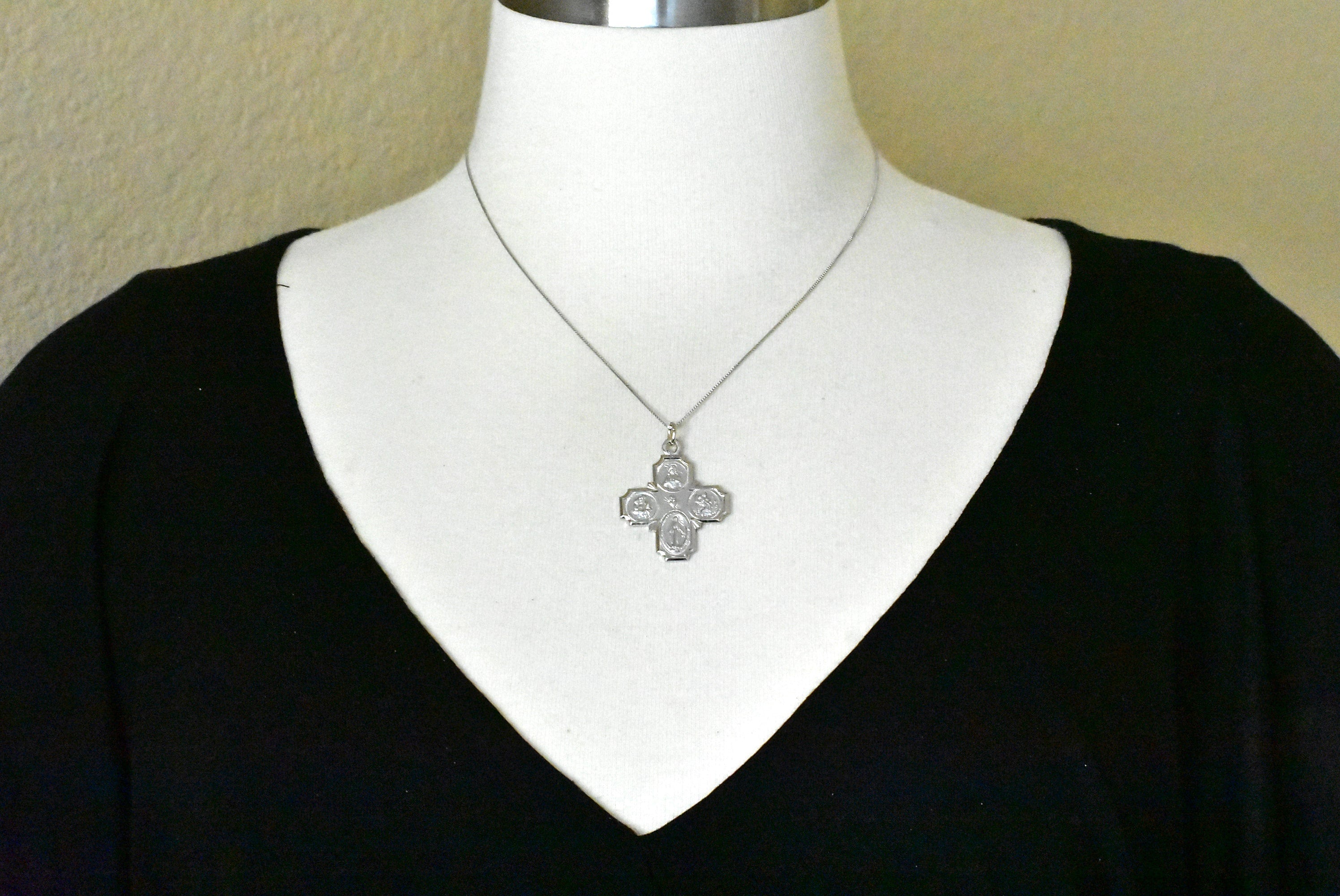 Sterling Silver Cruciform Cross Four Way Medal Pendant Charm
