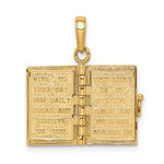 Carregar imagem no visualizador da galeria, 14k Yellow Gold Lords Prayer Holy Bible Book Pendant Charm
