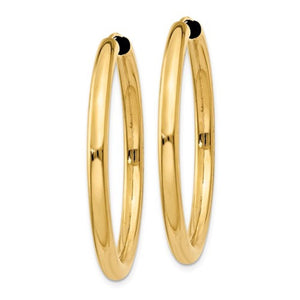 14K Yellow Gold Endless Round Hoop Earrings 35mmx2.75mm