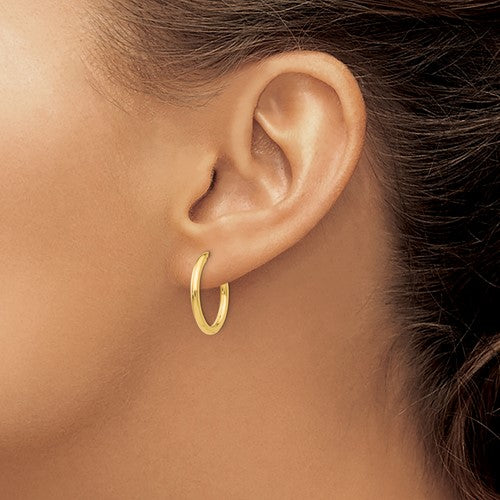 14k Yellow Gold 18mm x 2mm Non Pierced Round Hoop Earrings