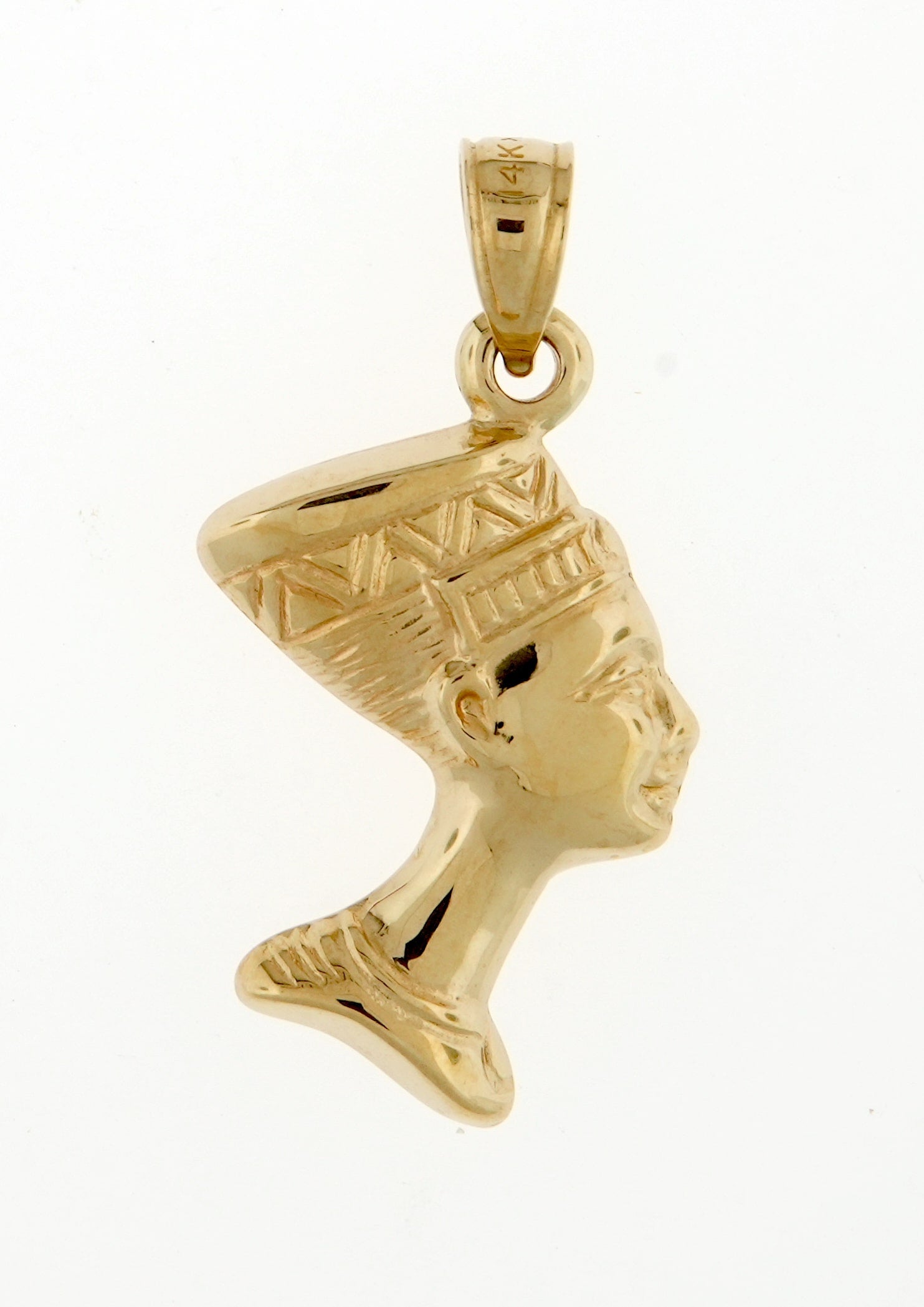 14k Yellow Gold Egyptian Nefertiti 3D Pendant Charm