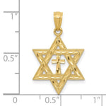 Lataa kuva Galleria-katseluun, 14k Yellow Gold Star of David with Cross Pendant Charm
