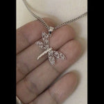 Load and play video in Gallery viewer, 14k White Gold Dragonfly Pendant Charm
