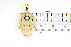 14k Yellow Gold Chamseh Hamsa Hand of God with Enamel Pendant Charm
