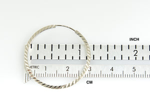 14K White Gold 30mmx1.35mm Square Tube Round Hoop Earrings