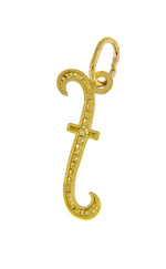 Load image into Gallery viewer, 10K Yellow Gold Lowercase Initial Letter F Script Cursive Alphabet Pendant Charm
