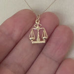 Load and play video in Gallery viewer, 14k Yellow Gold Justice Scales Pendant Charm
