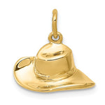 Load image into Gallery viewer, 14k Yellow Gold Cowboy Cowgirl Hat Pendant Charm
