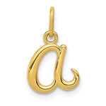 Afbeelding in Gallery-weergave laden, 10K Yellow Gold Lowercase Initial Letter A Script Cursive Alphabet Pendant Charm
