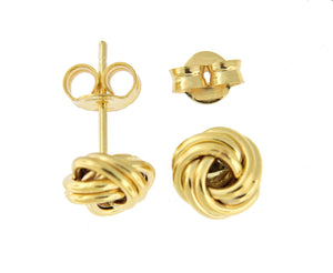 14k Yellow Gold 9mm Classic Love Knot Stud Post Earrings