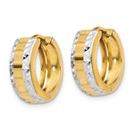 Load image into Gallery viewer, 14k Yellow Gold and Rhodium Classic Hinged Hoop Huggie Earrings
