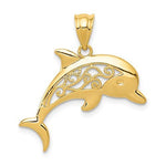 Cargar imagen en el visor de la galería, 14k Yellow Gold Filigree Dolphin Open Back Pendant Charm
