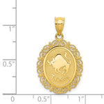 Lataa kuva Galleria-katseluun, 14k Yellow Gold Taurus Zodiac Horoscope Oval Pendant Charm
