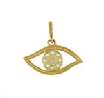 Afbeelding in Gallery-weergave laden, 14K Yellow Gold Blue Cubic Zirconia CZ Eye Pendant Charm
