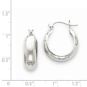 14K White Gold 20mm x 7mm Classic Round Hoop Earrings