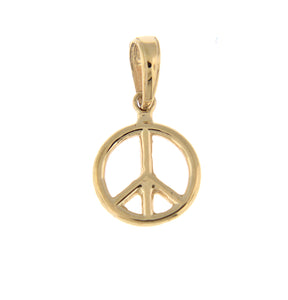 14k Yellow Gold Peace Sign Symbol Small 3D Pendant Charm