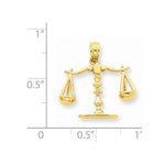 Carregar imagem no visualizador da galeria, 14k Yellow Gold Justice Moveable Scales 3D Pendant Charm

