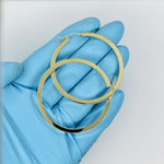 Φόρτωση εικόνας στο εργαλείο προβολής Συλλογής, 14K Yellow Gold 50mm Square Tube Round Hollow Hoop Earrings
