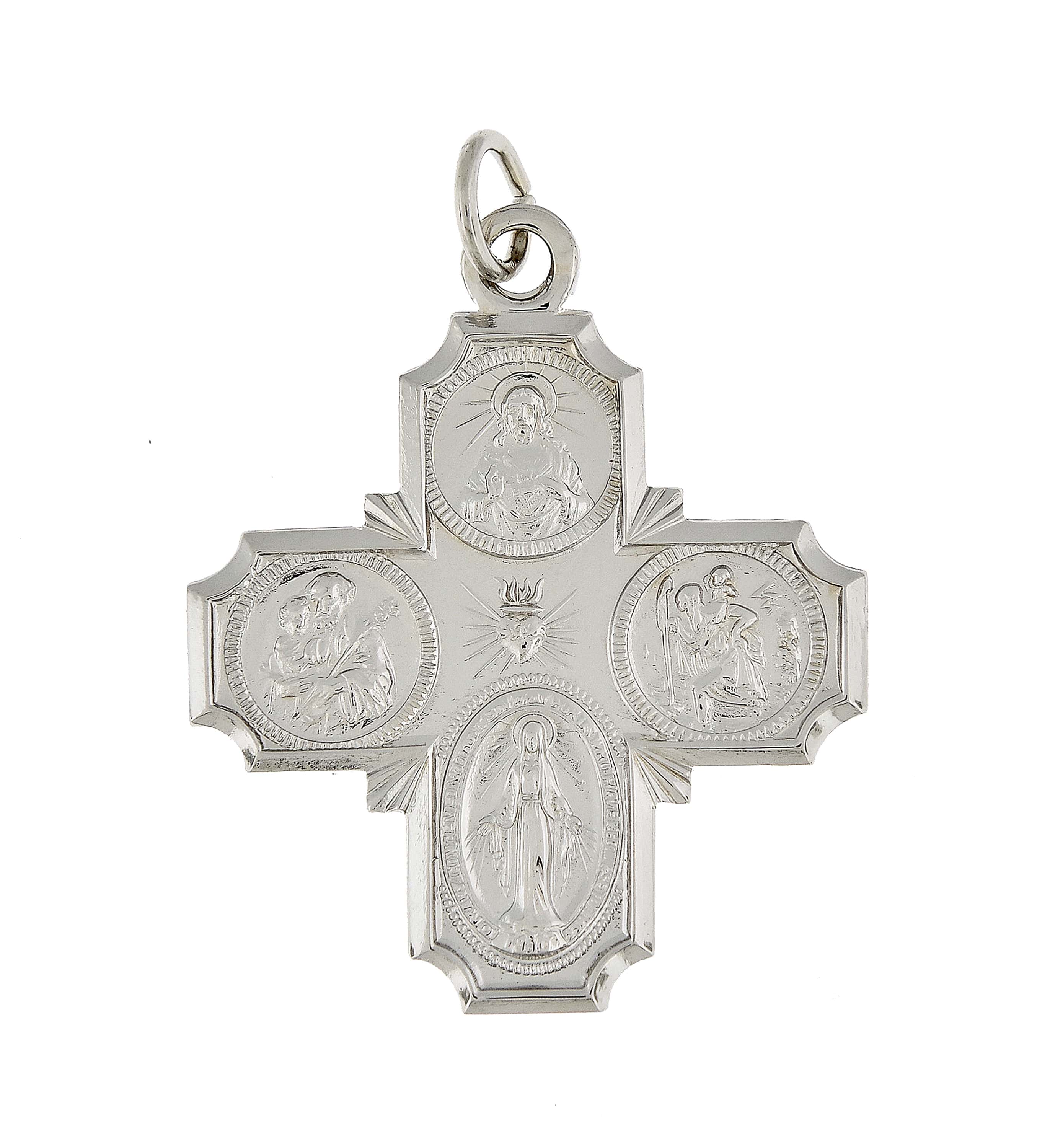 Sterling Silver Cruciform Cross Four Way Medal Pendant Charm