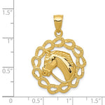 Load image into Gallery viewer, 14k Yellow Gold Horse Pony Head Horseshoes Pendant Charm
