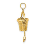 Load image into Gallery viewer, 14k Yellow Gold Cape Cod Beach Bucket Pail Shovel 3D Pendant Charm
