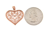 이미지를 갤러리 뷰어에 로드 , 14k Rose Gold and Rhodium Filigree Heart Pendant Charm
