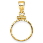 Загрузить изображение в средство просмотра галереи, 14K Yellow Gold Holds 14mm Coins or 1/20 oz Maple Leaf 1/20 oz Panda 1/25 oz Cat 1/20 oz Kangaroo Screw Top Coin Holder Bezel Pendant
