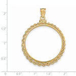 Lataa kuva Galleria-katseluun, 14K Yellow Gold 1 oz or One Ounce American Eagle Coin Holder Rope Bezel Pendant Charm Screw Top for 32.6mm x 2.8mm Coins
