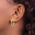 Cargar imagen en el visor de la galería, 14k Yellow Gold Non Pierced Clip On Round Double Hoop Earrings 19mm x 2mm
