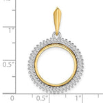이미지를 갤러리 뷰어에 로드 , 14K Gold Two Tone Diamond Holds 16mm Coins 1/10 oz Maple Leaf 1/10 oz Philharmonic 1/10 oz Australian Nugget 1/10 oz Kangaroo Coin Holder Bezel Prong Pendant Charm
