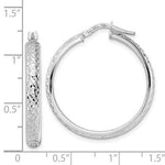 Load image into Gallery viewer, 14k White Gold 28mm x 4mm Diamond Cut Round Hoop Earrings
