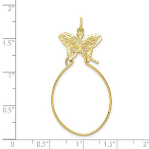 10K Yellow Gold Filigree Butterfly Charm Holder Pendant