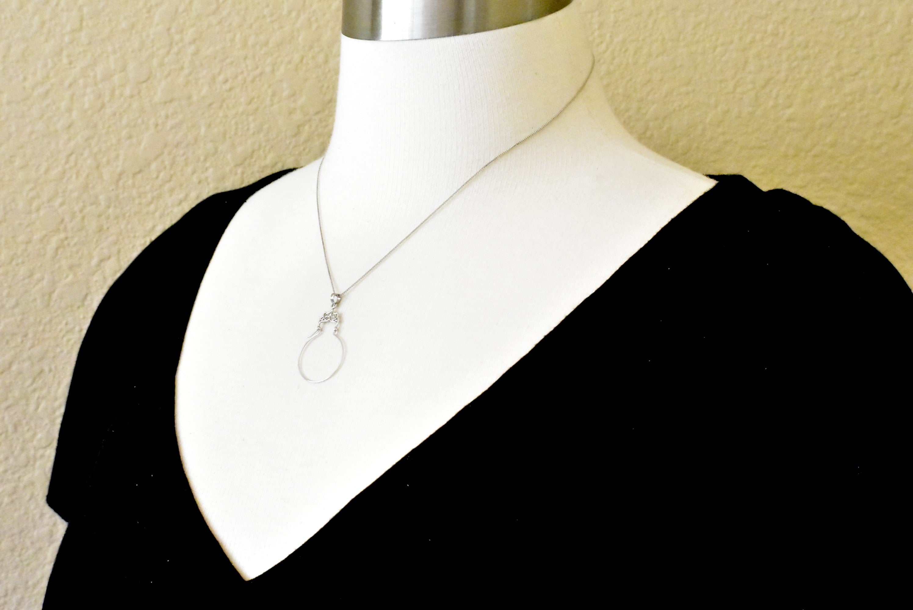 14K White Gold Filigree Charm Holder Pendant