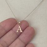 Load and play video in Gallery viewer, 14K Yellow Gold Uppercase Initial Letter A Block Alphabet Pendant Charm
